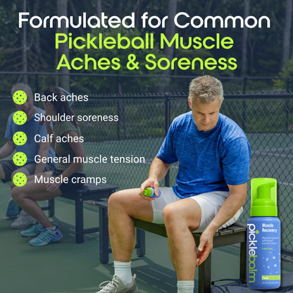 PickleBalm Pickleball Post-Game Foam Muscle Cramp Relief and Relaxer with Magnesium Sulphate, Arnica & Cucumber Extract for Pain and Leg Cramps, Sore Muscle Relief, 7.1oz Bottle - dailyvitalstore