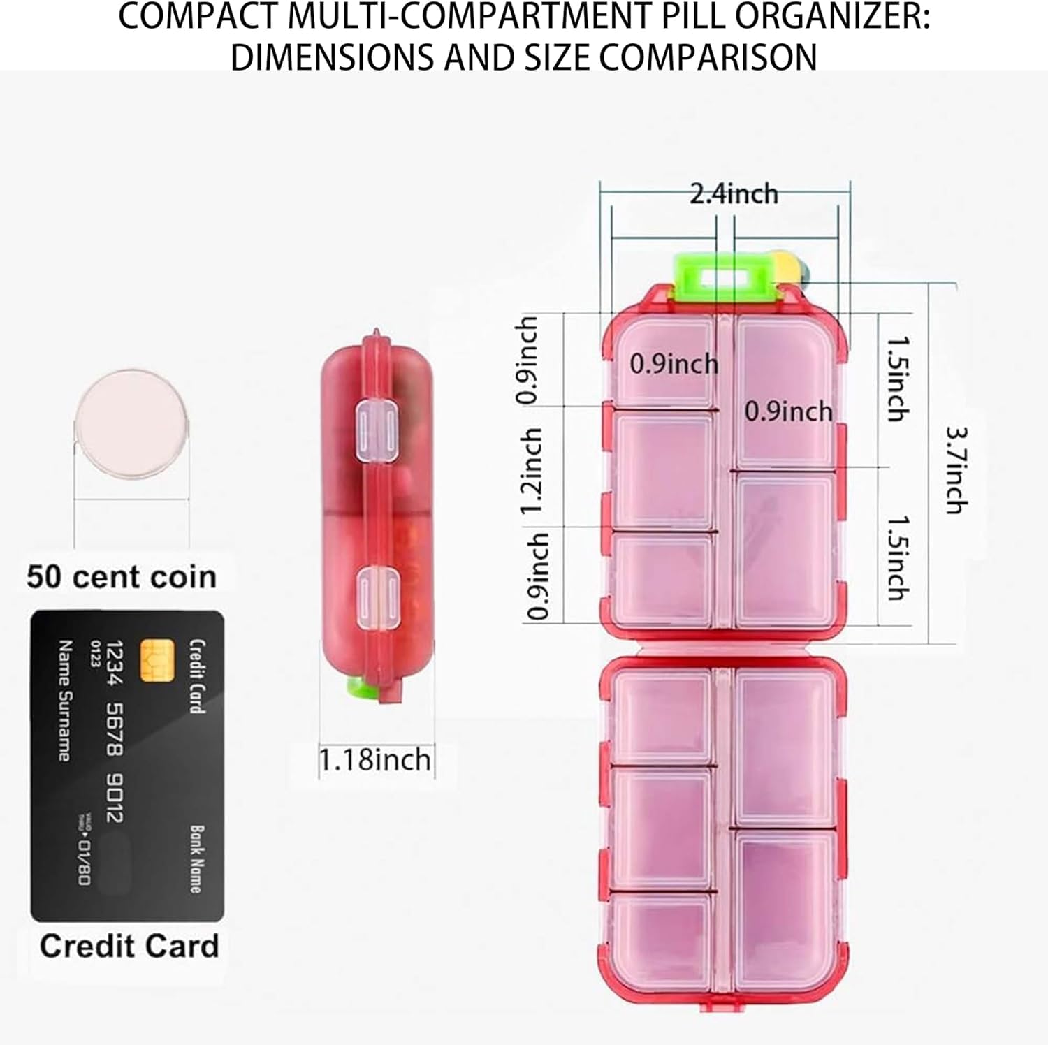 Pill Organizer with Medicine Labels Travel Daily Pill Container Mini Medication Organizer Storage Pill Organizer Travel Essentials Pill Case 7 Day (Pink & 161 Lables) - dailyvitalstore