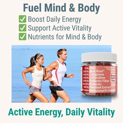 Pine Bark Extract L-Arginine L-Citrulline Beetroot Probiotic Fiber Methylated B Complex Zinc Gummies for Women Men Adults Kids w. Chicory Root Inulin 5-MTHF B6 P5P Powder Capsule Pill Supplement Alt - dailyvitalstore