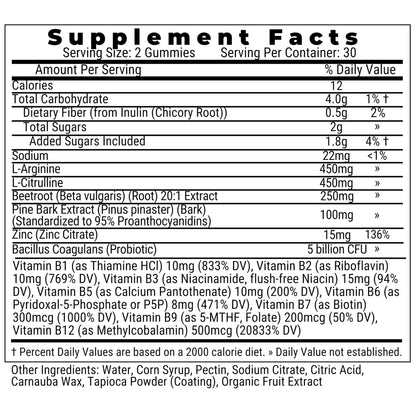 Pine Bark Extract L-Arginine L-Citrulline Beetroot Probiotic Fiber Methylated B Complex Zinc Gummies for Women Men Adults Kids w. Chicory Root Inulin 5-MTHF B6 P5P Powder Capsule Pill Supplement Alt - dailyvitalstore