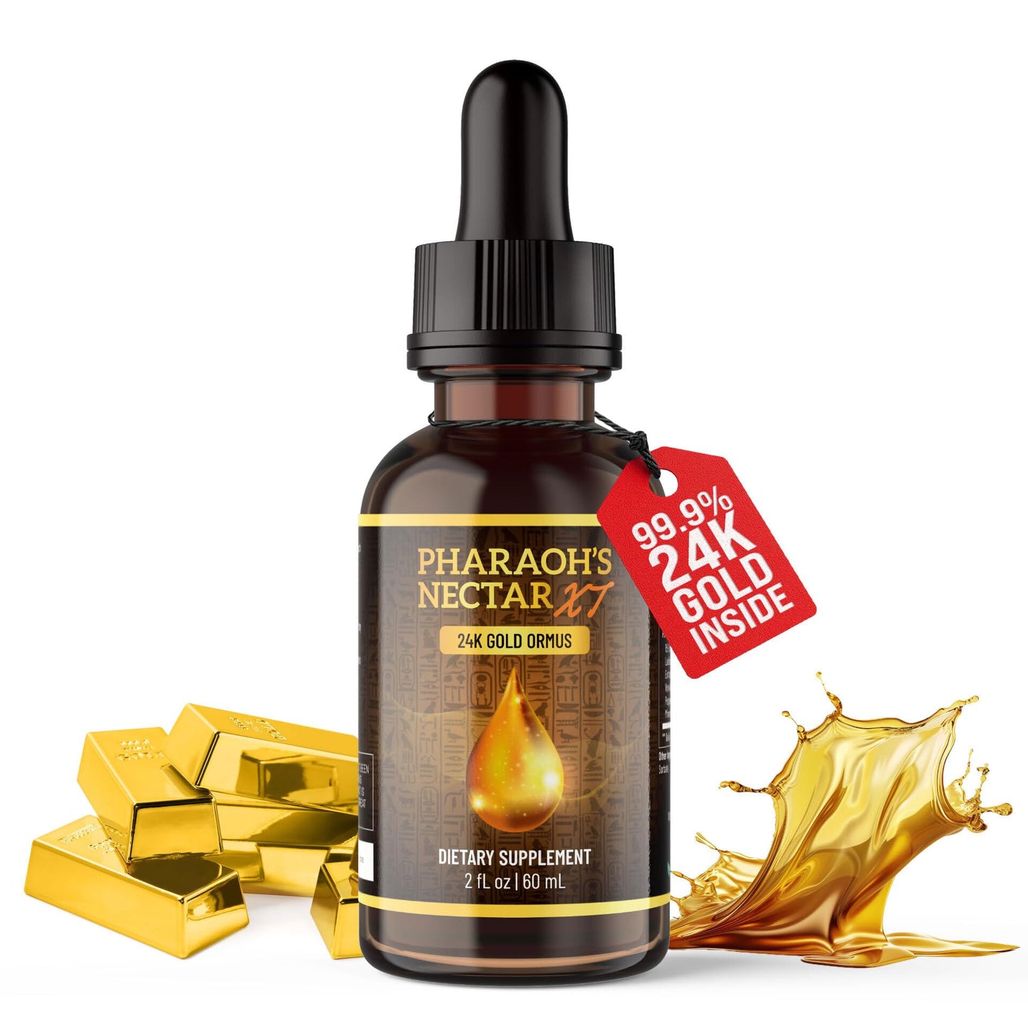 Pineal XT Gold + Pharaoh's Nectar - Pineal Gland Supplement Bundle – 24K Monoatomic Gold Ormus Drops, Pineal Gland Decalcification, Third Eye Awakening, Focus, Energy & Manifestation - dailyvitalstore