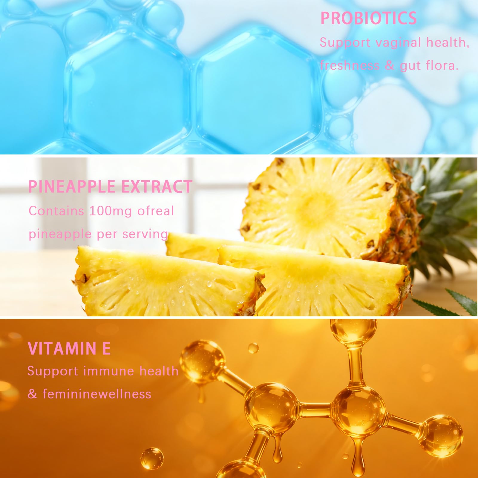 Pineapple Feminine Balance Gummies with Probiotics | Support for pH Balance & Freshness | Daily Intimate Wellness Support | Sugar-Free, Vegan | 60 Count (2) - dailyvitalstore