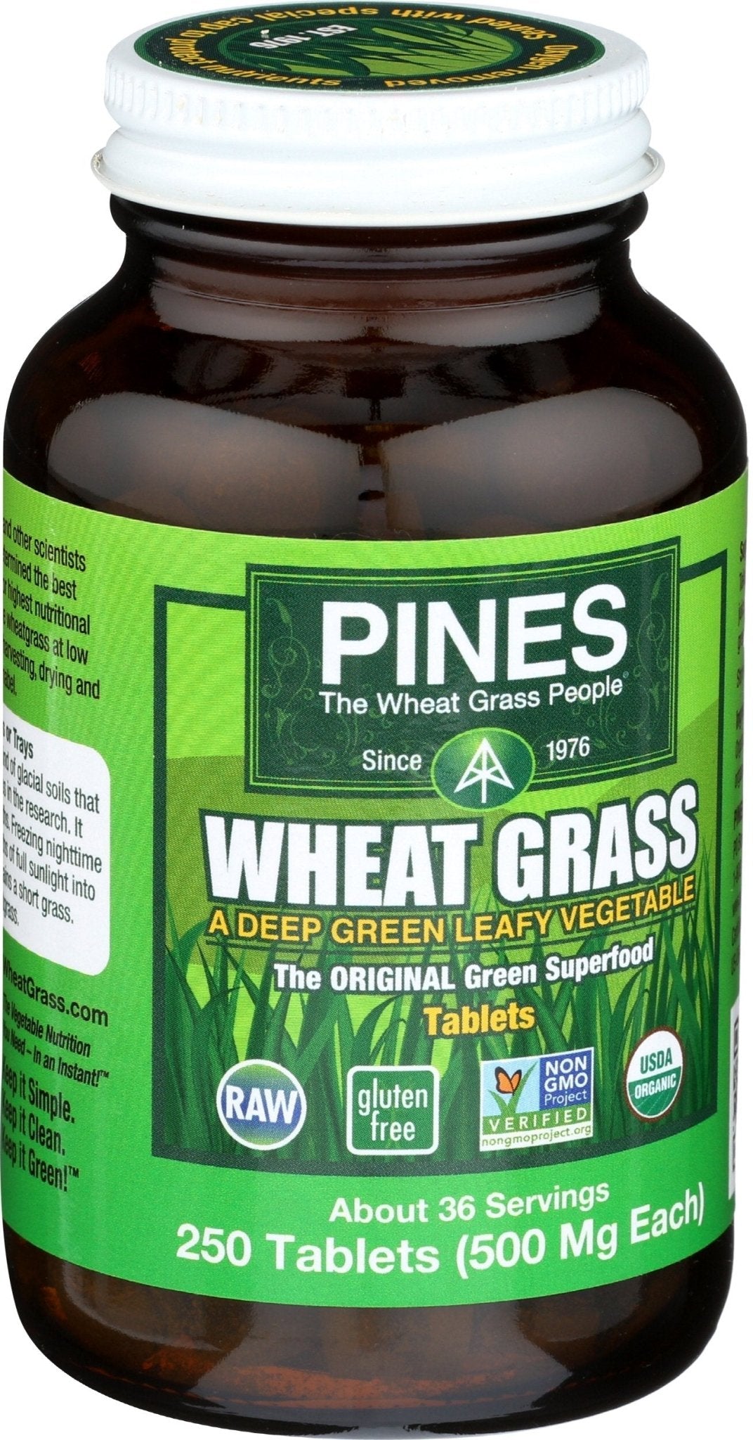 PINES Organic Wheat Grass, 250 Count Tablets | PINES Wheat Grass as featured in the new blockbuster film, Ocean's 8! - dailyvitalstore