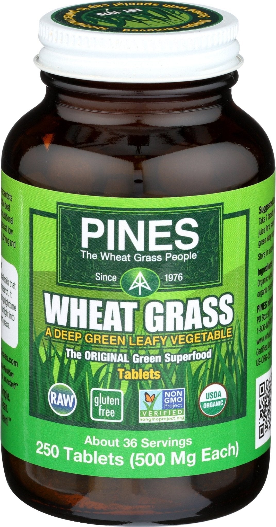 PINES Organic Wheat Grass, 250 Count Tablets | PINES Wheat Grass as featured in the new blockbuster film, Ocean's 8! - dailyvitalstore