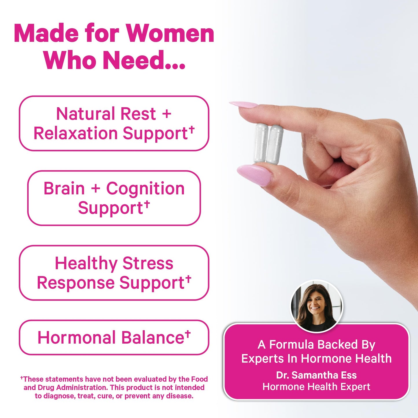 Pink Stork Magnesium Complex for Women - 8 Forms Including Glycinate, Malate, Citrate & L-Threonate - Stress, Sleep, Muscle & Hormone Support - 400 mg Elemental Magnesium - 60 Vegan Capsules - dailyvitalstore