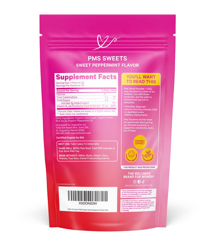 Pink Stork Organic PMS Support Sweets for Teens and Women - Simple & Natural Ingredients Vitamin B6 and Peppermint - Period, Digestion, Bloating, Mood Swings - 30 Drops - dailyvitalstore