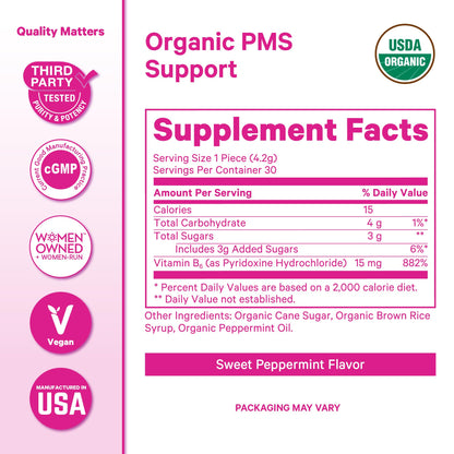 Pink Stork Organic PMS Support Sweets for Teens and Women - Simple & Natural Ingredients Vitamin B6 and Peppermint - Period, Digestion, Bloating, Mood Swings - 30 Drops - dailyvitalstore