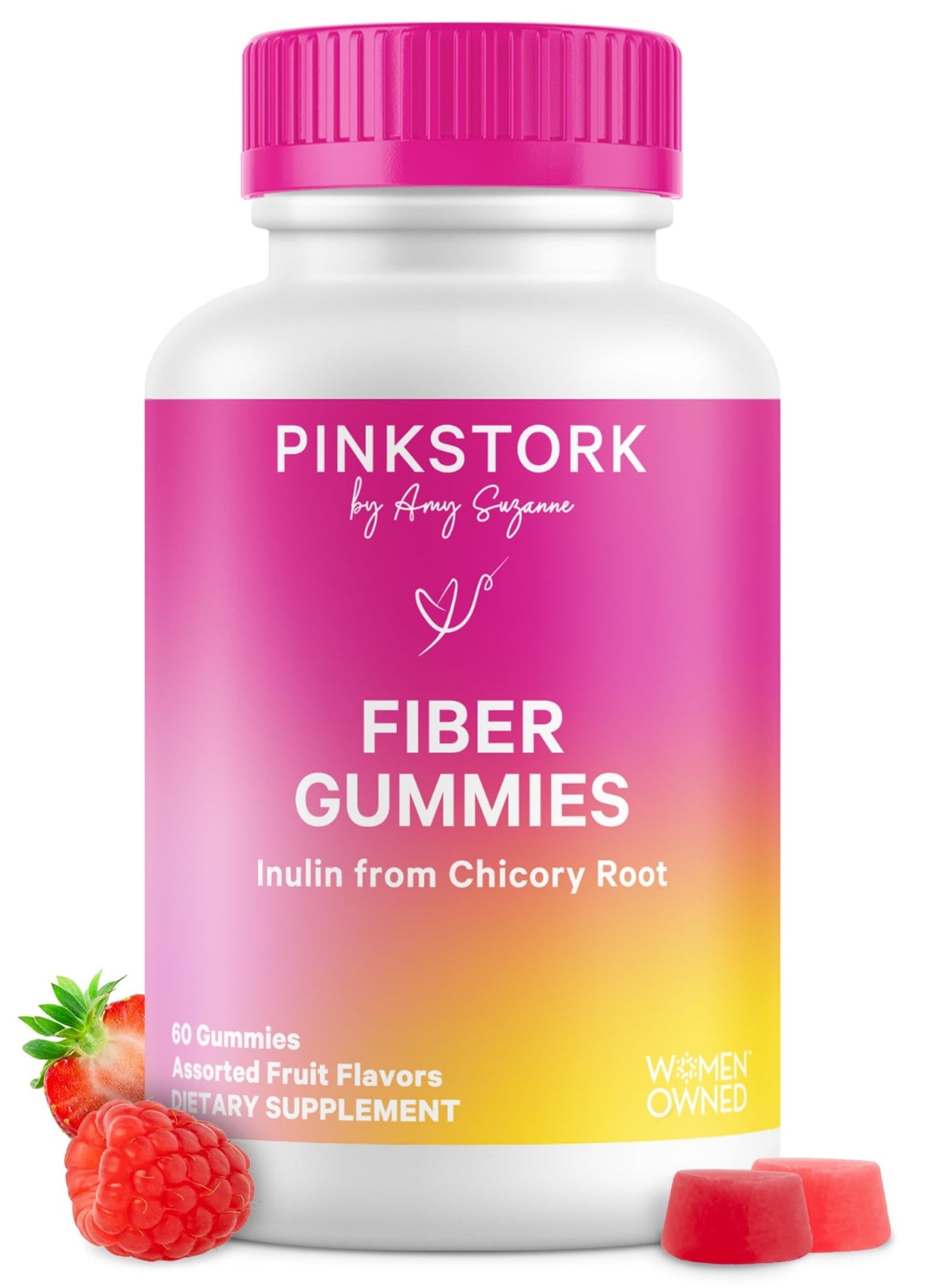 Pink Stork Prenatal Fiber Gummies for Women - 3g Prebiotic Inulin from Chicory Root - Natural Pregnancy & Postpartum Stool Softeners - dailyvitalstore