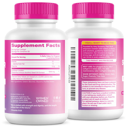 Pink Stork Sunflower Lecithin Supplement - 1200 mg for Clogged Milk Ducts - Breastfeeding Essentials for Postpartum Moms - dailyvitalstore