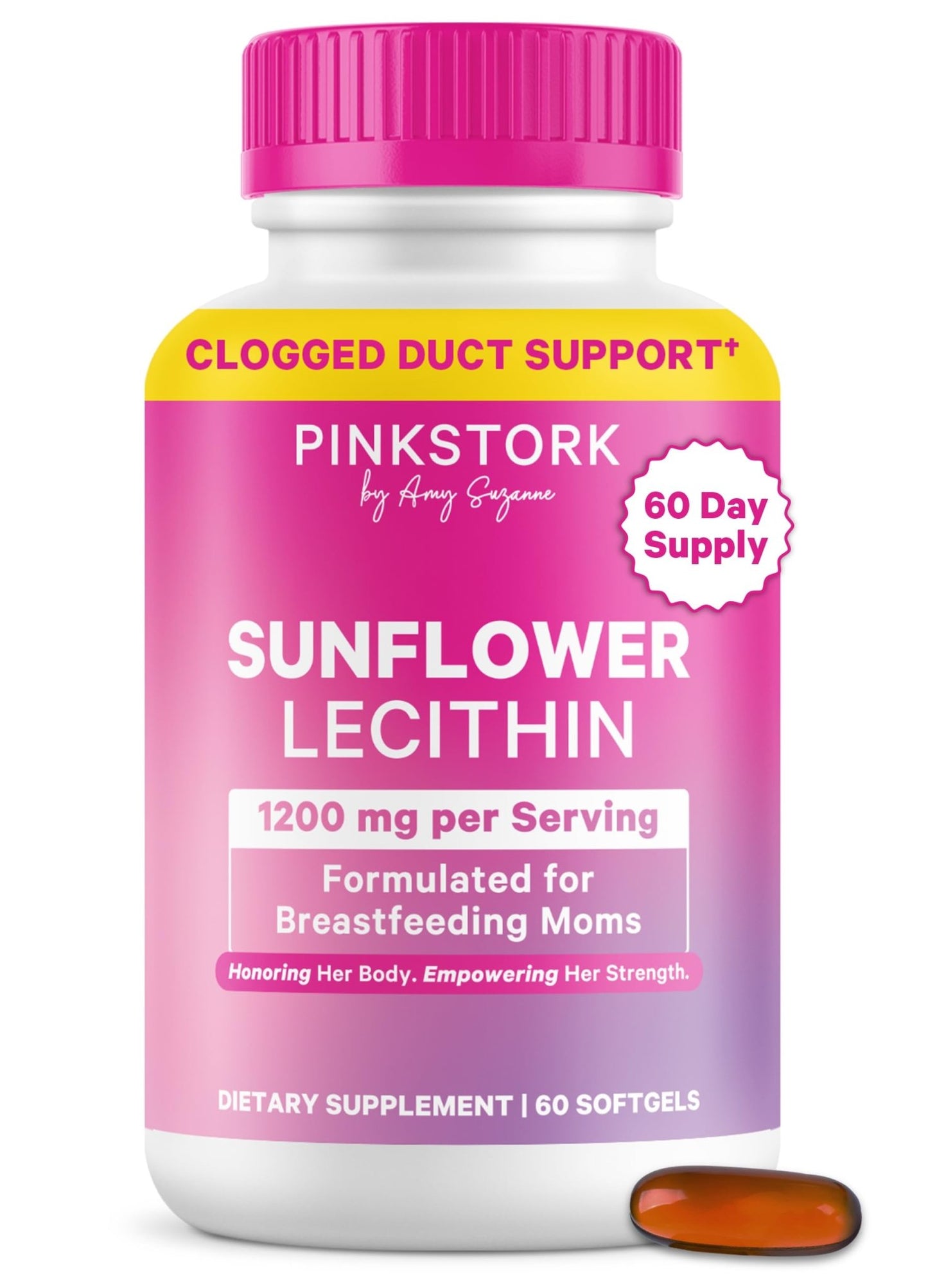 Pink Stork Sunflower Lecithin Supplement - 1200 mg for Clogged Milk Ducts - Breastfeeding Essentials for Postpartum Moms - dailyvitalstore