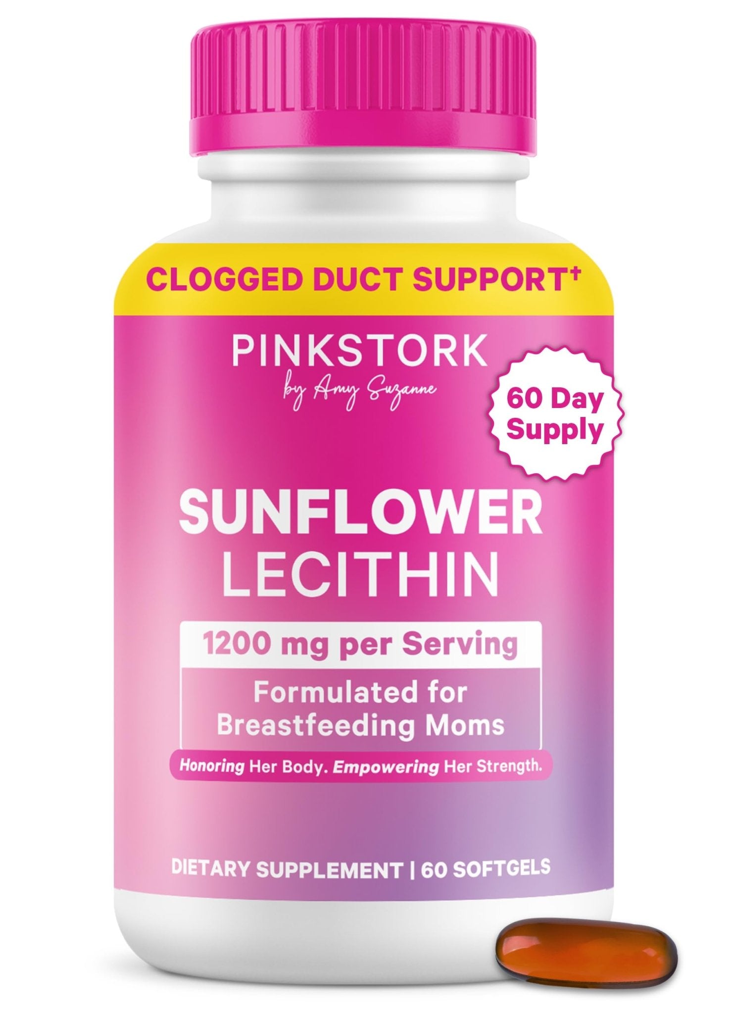 Pink Stork Sunflower Lecithin Supplement - 1200 mg for Clogged Milk Ducts - Breastfeeding Essentials for Postpartum Moms - dailyvitalstore
