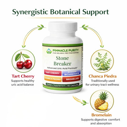 Pinnacle Purity Stone Breaker 60 Capsules, With Chanca Piedra, Tart Cherry & Bromelain – Supports Kidney & Liver Balance, Promotes Gentle Stone Management, Enhances Natural Cleansing Pathways, Non-GMO - dailyvitalstore