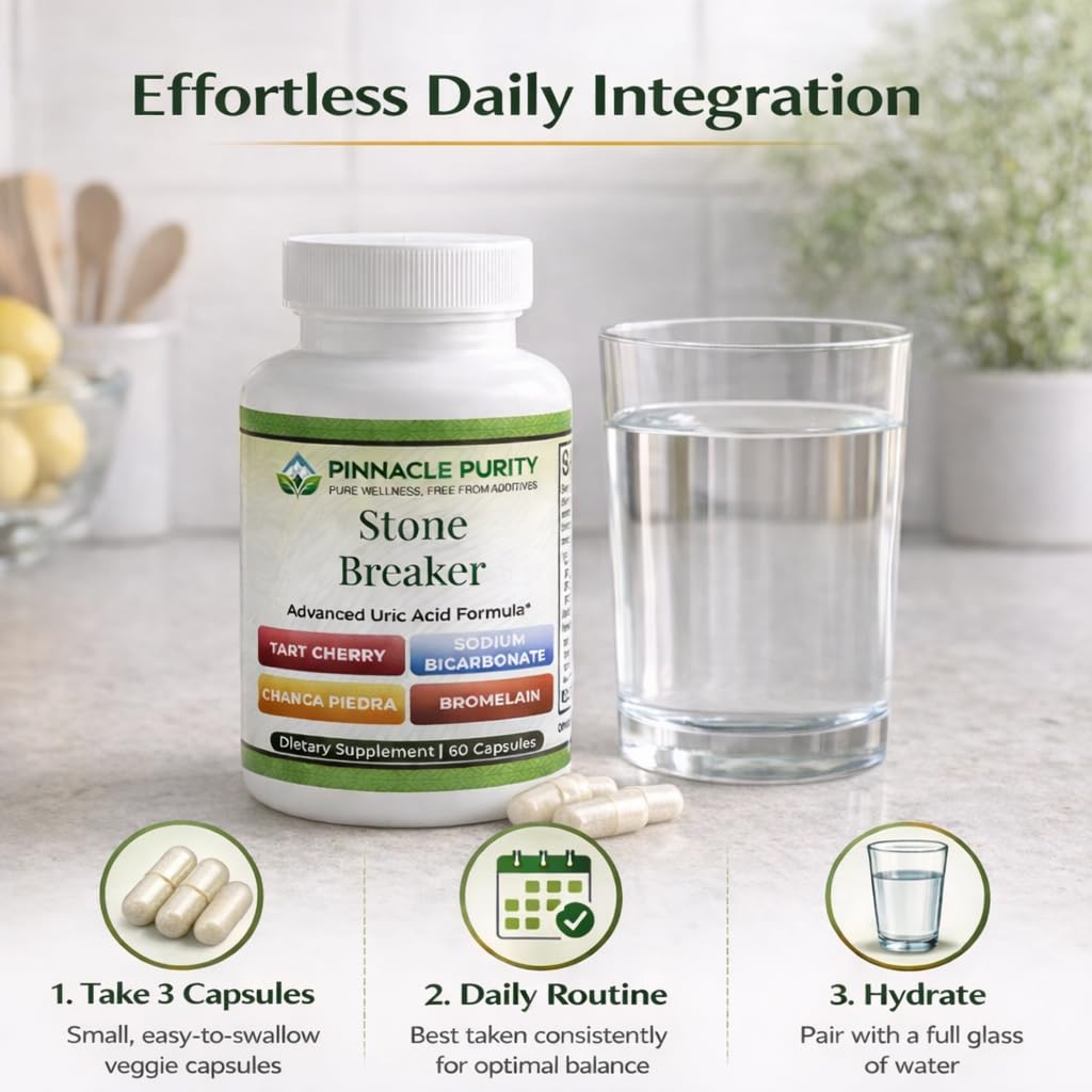 Pinnacle Purity Stone Breaker 60 Capsules, With Chanca Piedra, Tart Cherry & Bromelain – Supports Kidney & Liver Balance, Promotes Gentle Stone Management, Enhances Natural Cleansing Pathways, Non-GMO - dailyvitalstore