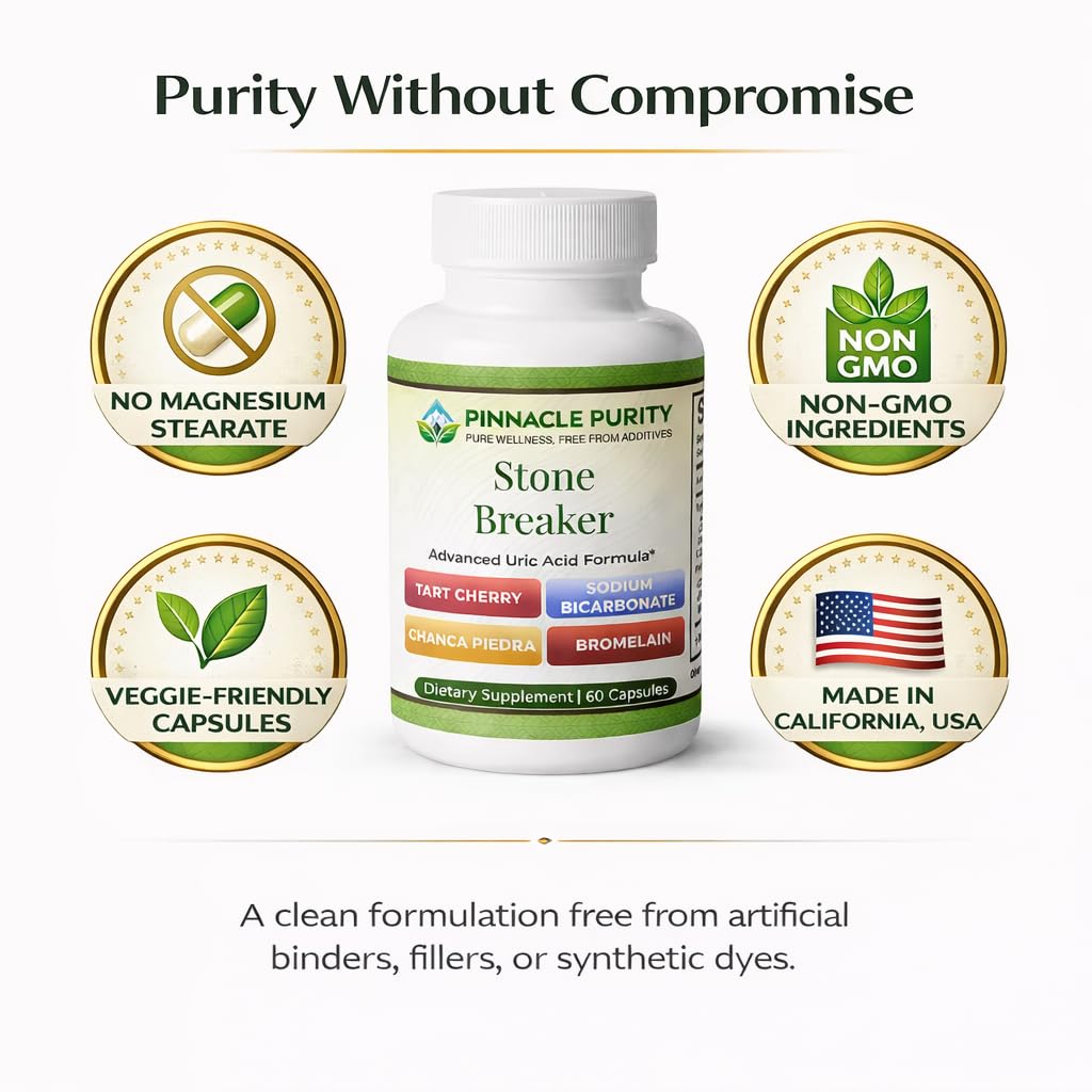 Pinnacle Purity Stone Breaker 60 Capsules, With Chanca Piedra, Tart Cherry & Bromelain – Supports Kidney & Liver Balance, Promotes Gentle Stone Management, Enhances Natural Cleansing Pathways, Non-GMO - dailyvitalstore