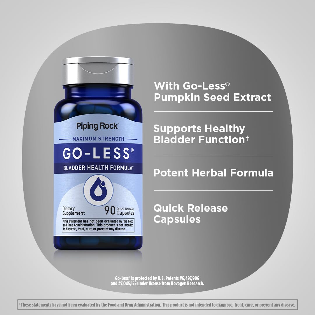 Piping Rock Bladder Control Pills for Women and Men | 90 Capsules | Maximum Strength Formula | Pumpkin Seed Extract | Non-GMO, Gluten Free Supplement - dailyvitalstore