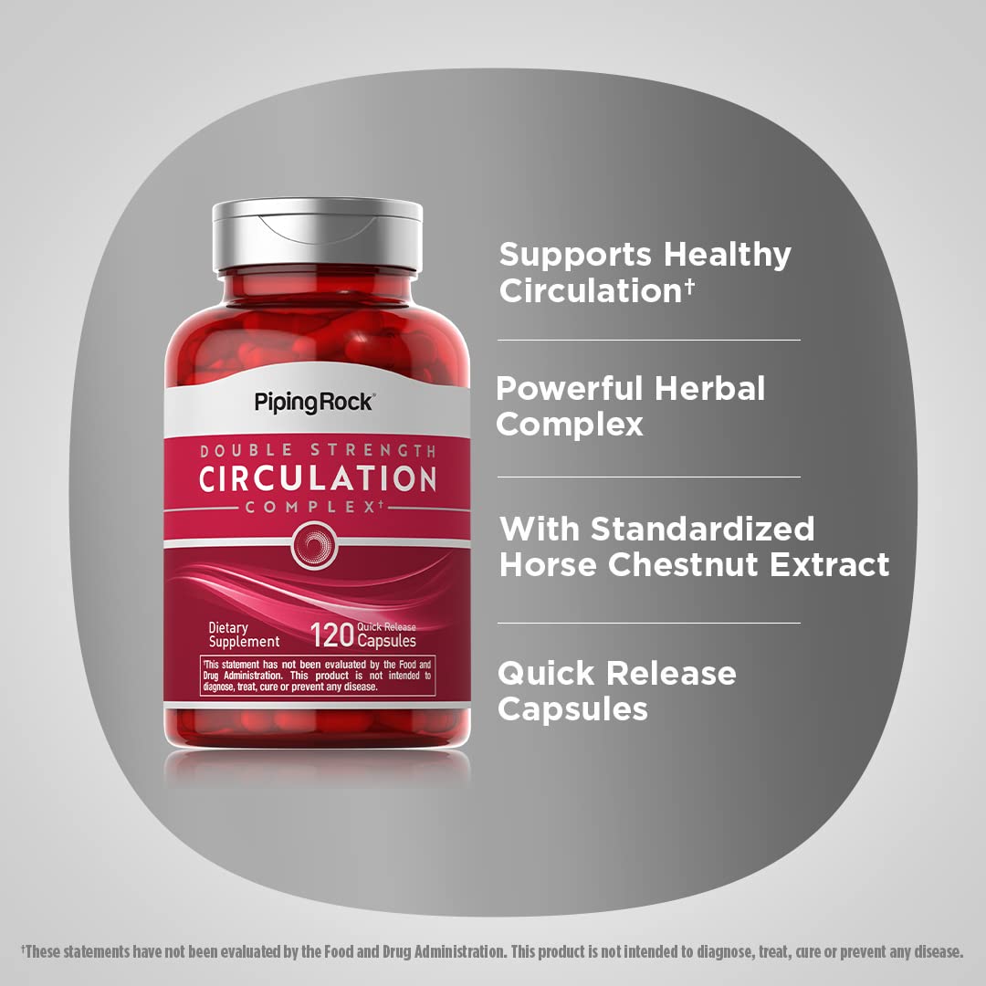 Piping Rock Circulation Supplement | 120 Capsules | Double Strength Complex | Non-GMO, Gluten Free - dailyvitalstore