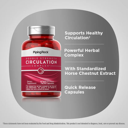 Piping Rock Circulation Supplement | 120 Capsules | Double Strength Complex | Non-GMO, Gluten Free - dailyvitalstore