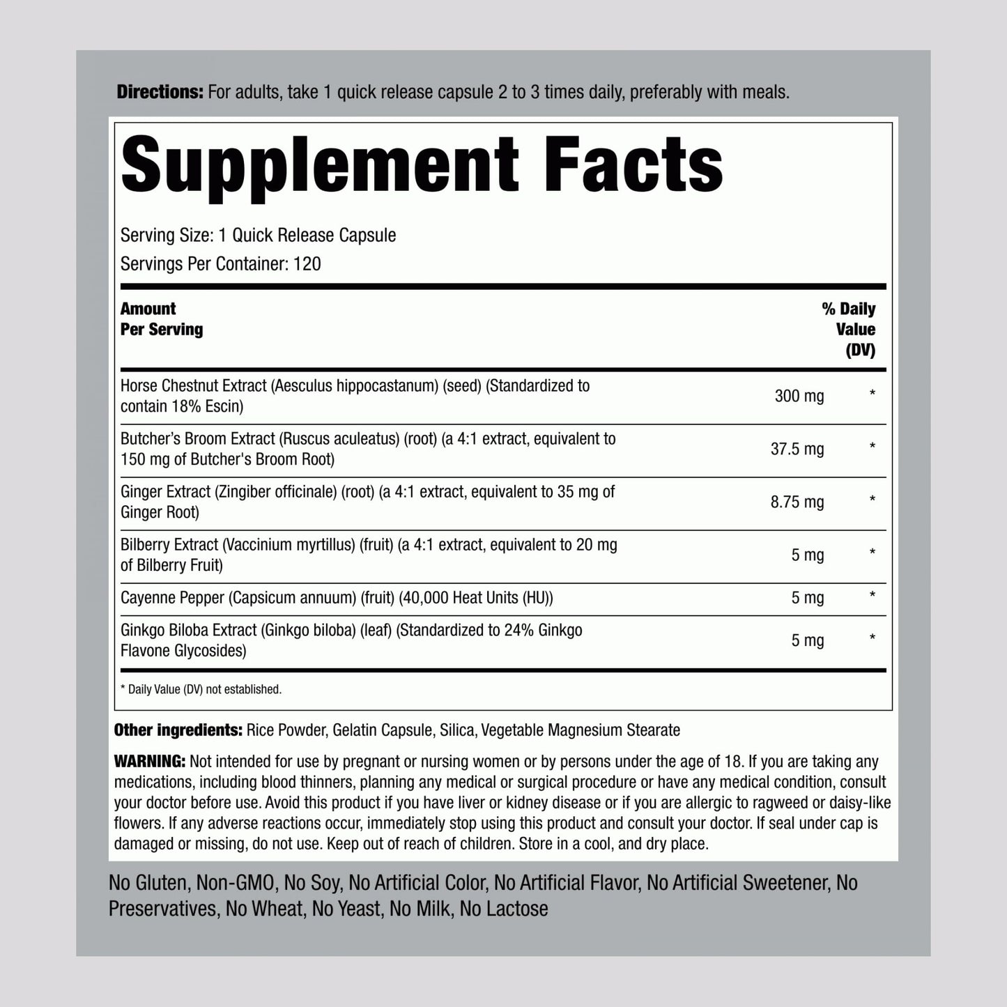 Piping Rock Circulation Supplement | 120 Capsules | Double Strength Complex | Non-GMO, Gluten Free - dailyvitalstore