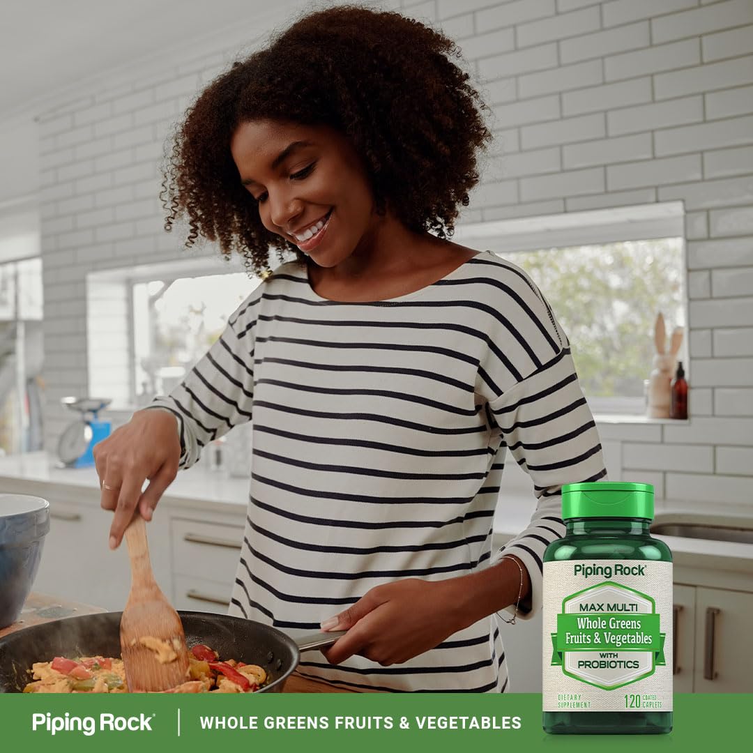 Piping Rock Fruits and Veggies Supplement | 120 Caplets | Fruit and Vegetable Blend with Probiotics | Max Multi Vitamin | Non-GMO, Gluten Free - dailyvitalstore