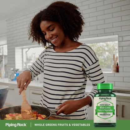 Piping Rock Fruits and Veggies Supplement | 120 Caplets | Fruit and Vegetable Blend with Probiotics | Max Multi Vitamin | Non-GMO, Gluten Free - dailyvitalstore