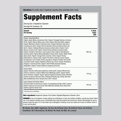 Piping Rock Fruits and Veggies Supplement | 60 Capsules | Superfood Fruit and Vegetables Vitamins | with Prebiotic Blend | Vegetarian Formula | Non-GMO, Gluten Free - dailyvitalstore