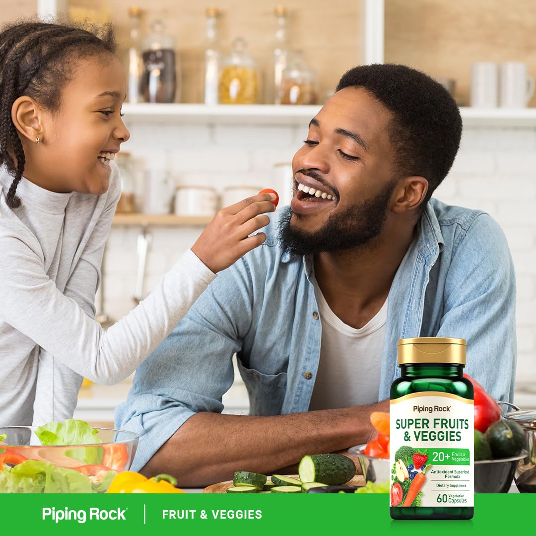 Piping Rock Fruits and Veggies Supplement | 60 Capsules | Superfood Fruit and Vegetables Vitamins | with Prebiotic Blend | Vegetarian Formula | Non-GMO, Gluten Free - dailyvitalstore