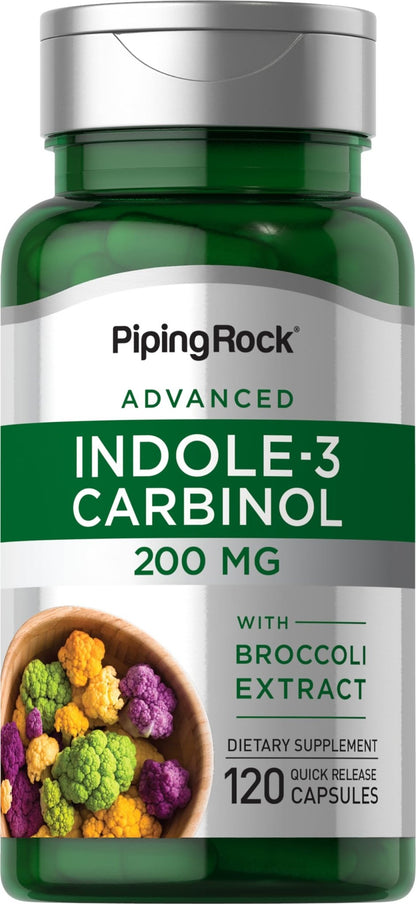 Piping Rock Indole 3 Carbinol | 200mg | 120 Capsules | I3C with Broccoli Extract | Non-GMO, Gluten Free Supplement - dailyvitalstore