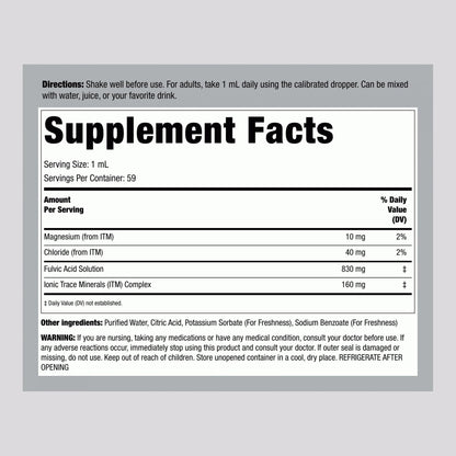 Piping Rock Liquid Fulvic Acid Drops | 2 fl oz | with Trace Minerals | Ionic Supplement | Vegetarian, Non-GMO & Gluten Free - dailyvitalstore
