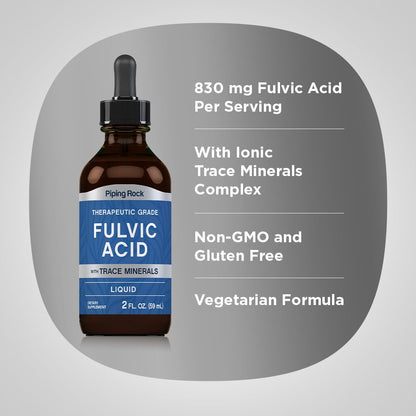 Piping Rock Liquid Fulvic Acid Drops | 2 fl oz | with Trace Minerals | Ionic Supplement | Vegetarian, Non-GMO & Gluten Free - dailyvitalstore