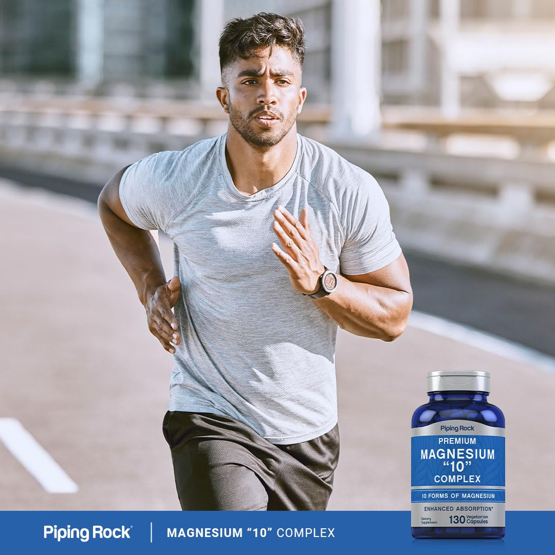 Piping Rock Magnesium 10 in One Complex | 130 Capsules | Supplement for Men and Women | Vegetarian, Non-GMO, Gluten Free - dailyvitalstore