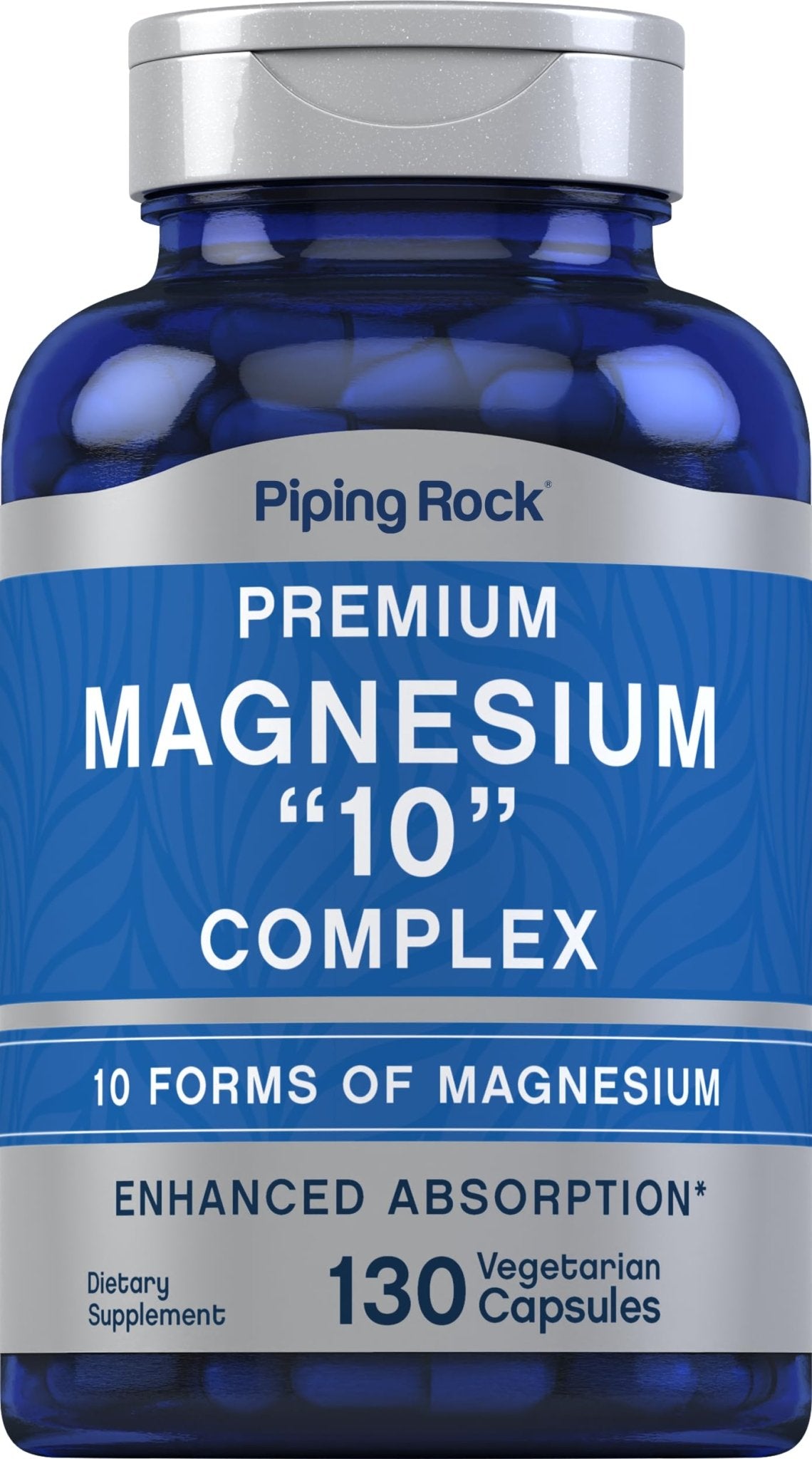 Piping Rock Magnesium 10 in One Complex | 130 Capsules | Supplement for Men and Women | Vegetarian, Non-GMO, Gluten Free - dailyvitalstore