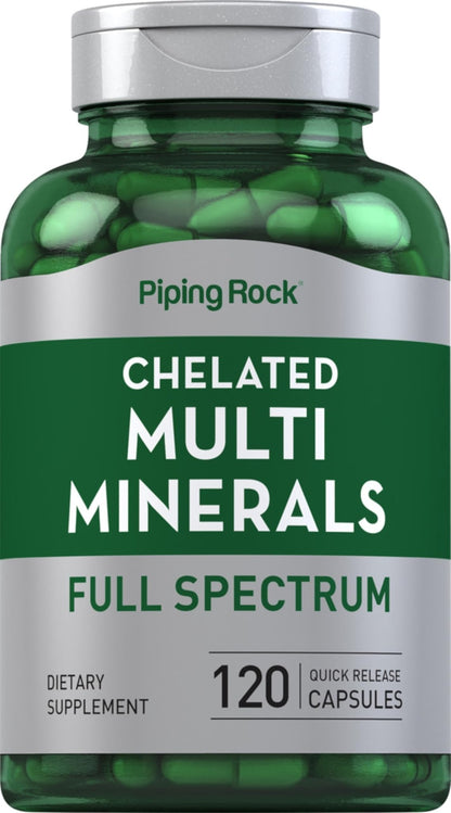 Piping Rock Mega Multi Mineral Chelated Supplement | 120 Capsules | for Men and Women | Iron Free | Non-GMO, Gluten Free - dailyvitalstore