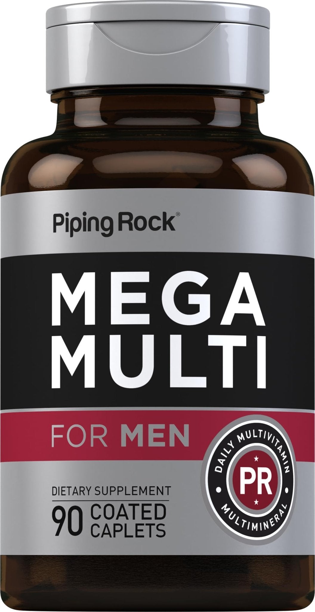 Piping Rock Men's Multivitamin | 90 Caplets | Mega Vitamin and Mineral Complex | Daily Support Supplement | with Vitamin C, D, Magnesium, Zinc | Non-GMO, Gluten Free - dailyvitalstore
