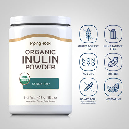 Piping Rock Organic Inulin Powder | 15 oz | Soluble Fiber Supplement | FOS Powder | Vegetarian, Non-GMO, Gluten Free - dailyvitalstore
