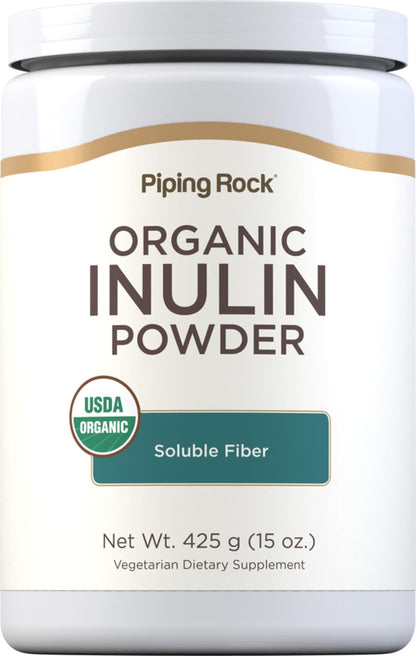 Piping Rock Organic Inulin Powder | 15 oz | Soluble Fiber Supplement | FOS Powder | Vegetarian, Non-GMO, Gluten Free - dailyvitalstore