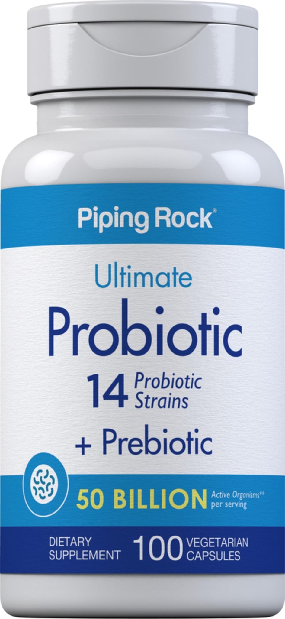Piping Rock Probiotic and Prebiotic for Women and Men | 50 Billion CFU | 100 Capsules | Ultimate 14 Strain Supplement | Vegetarian, Non-GMO, Gluten Free - dailyvitalstore