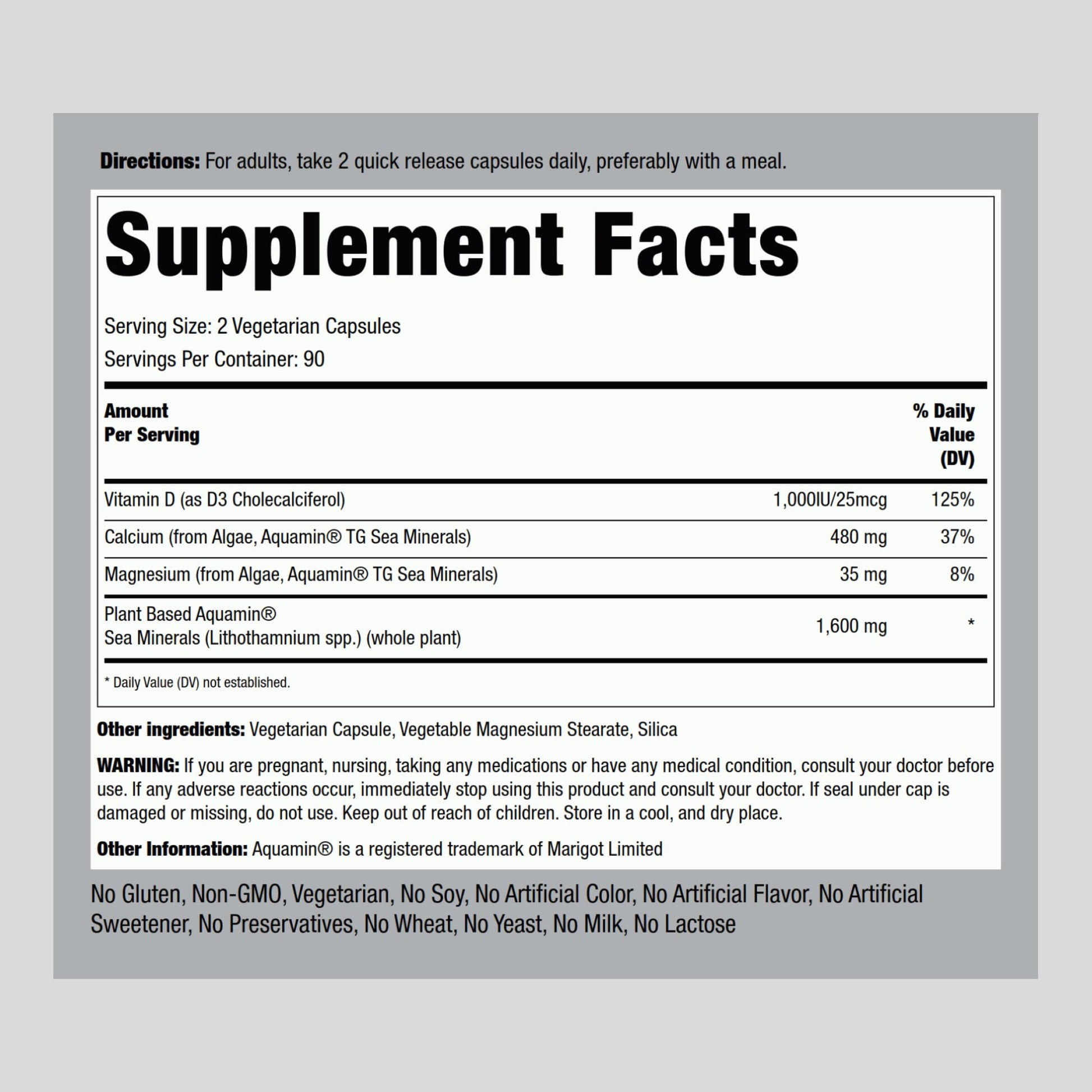 Piping Rock Red Mineral Algae | Vegetarian Calcium | 180 Capsules | Plant Based Plus Trace Minerals | Plus D3 1000 IU | Non-GMO, Gluten Free Supplement - dailyvitalstore