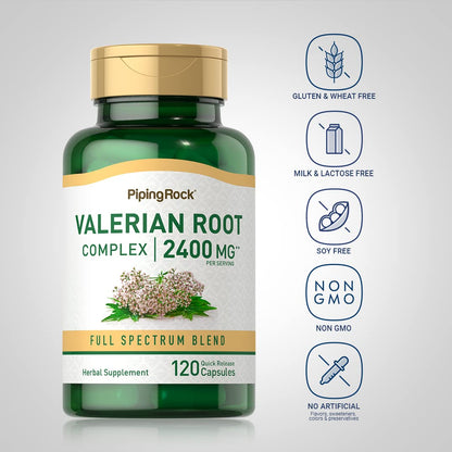 Piping Rock Valerian Root Capsules | 120 Count | Extract Supplement | Herbal Blend | Non-GMO, Gluten Free - dailyvitalstore