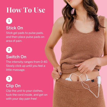 Pixie Period Pain Relief Device - Best PMS Relief Simulator with TENS Technology - Thinnest Wearable Tens Unit - Unnoticeable Under Clothes - Menstrual Cramp Comfort for Feminine Care - dailyvitalstore