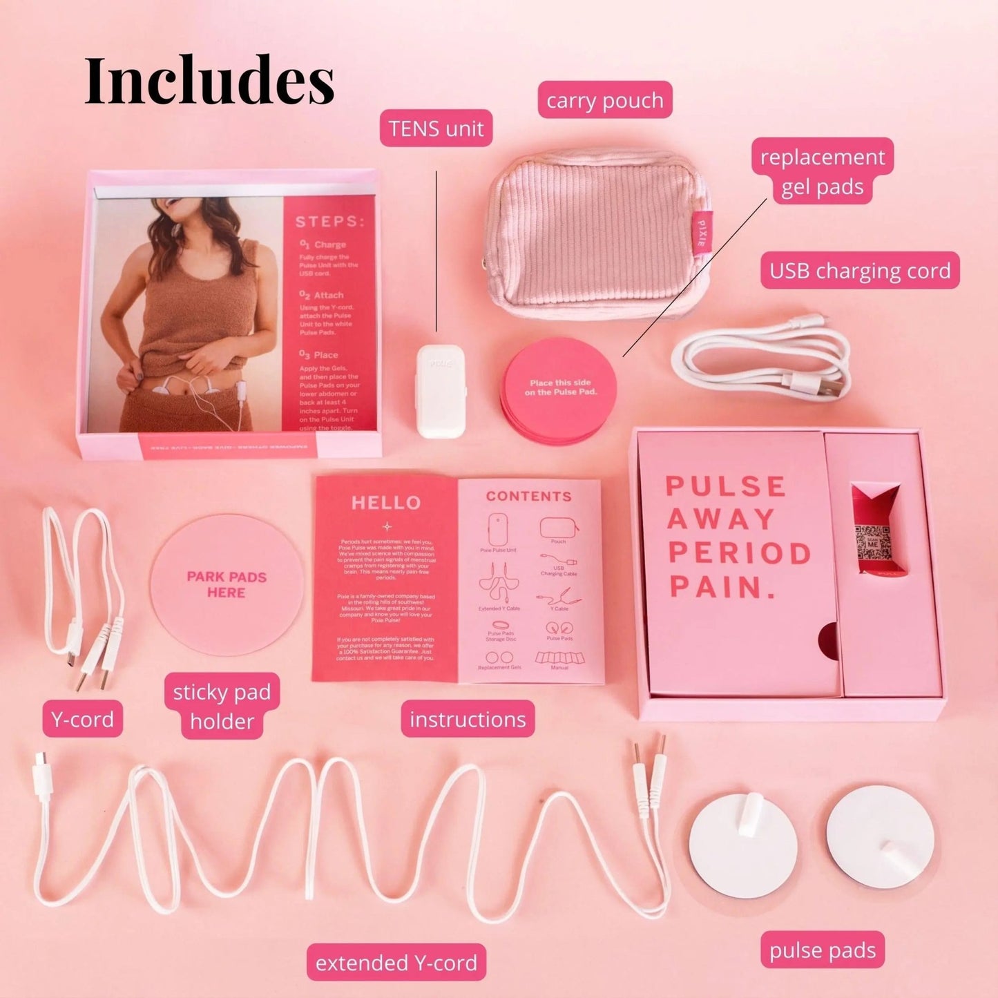 Pixie Period Pain Relief Device - Best PMS Relief Simulator with TENS Technology - Thinnest Wearable Tens Unit - Unnoticeable Under Clothes - Menstrual Cramp Comfort for Feminine Care - dailyvitalstore