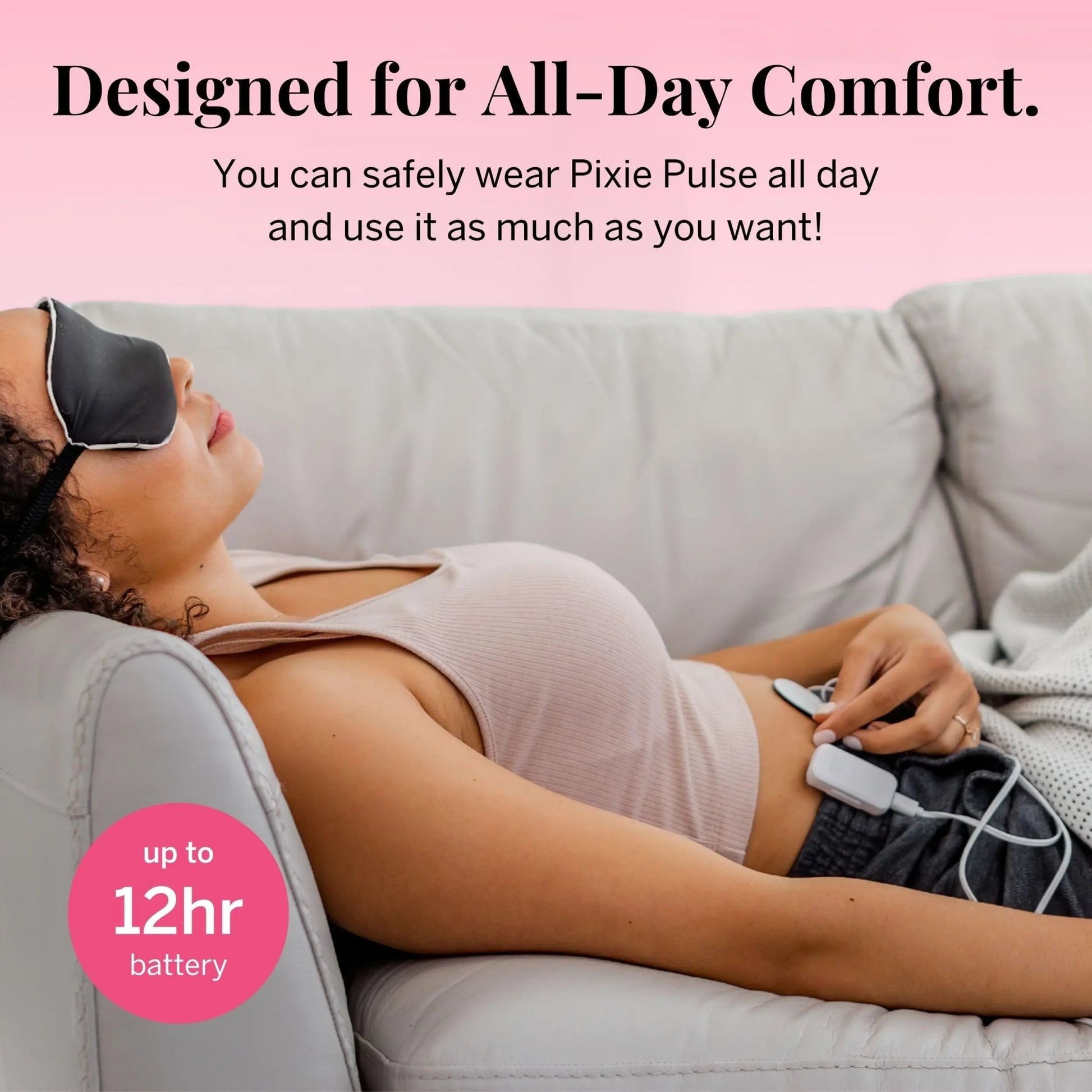 Pixie Period Pain Relief Device - Best PMS Relief Simulator with TENS Technology - Thinnest Wearable Tens Unit - Unnoticeable Under Clothes - Menstrual Cramp Comfort for Feminine Care - dailyvitalstore