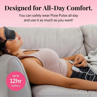 Pixie Period Pain Relief Device - Best PMS Relief Simulator with TENS Technology - Thinnest Wearable Tens Unit - Unnoticeable Under Clothes - Menstrual Cramp Comfort for Feminine Care - dailyvitalstore