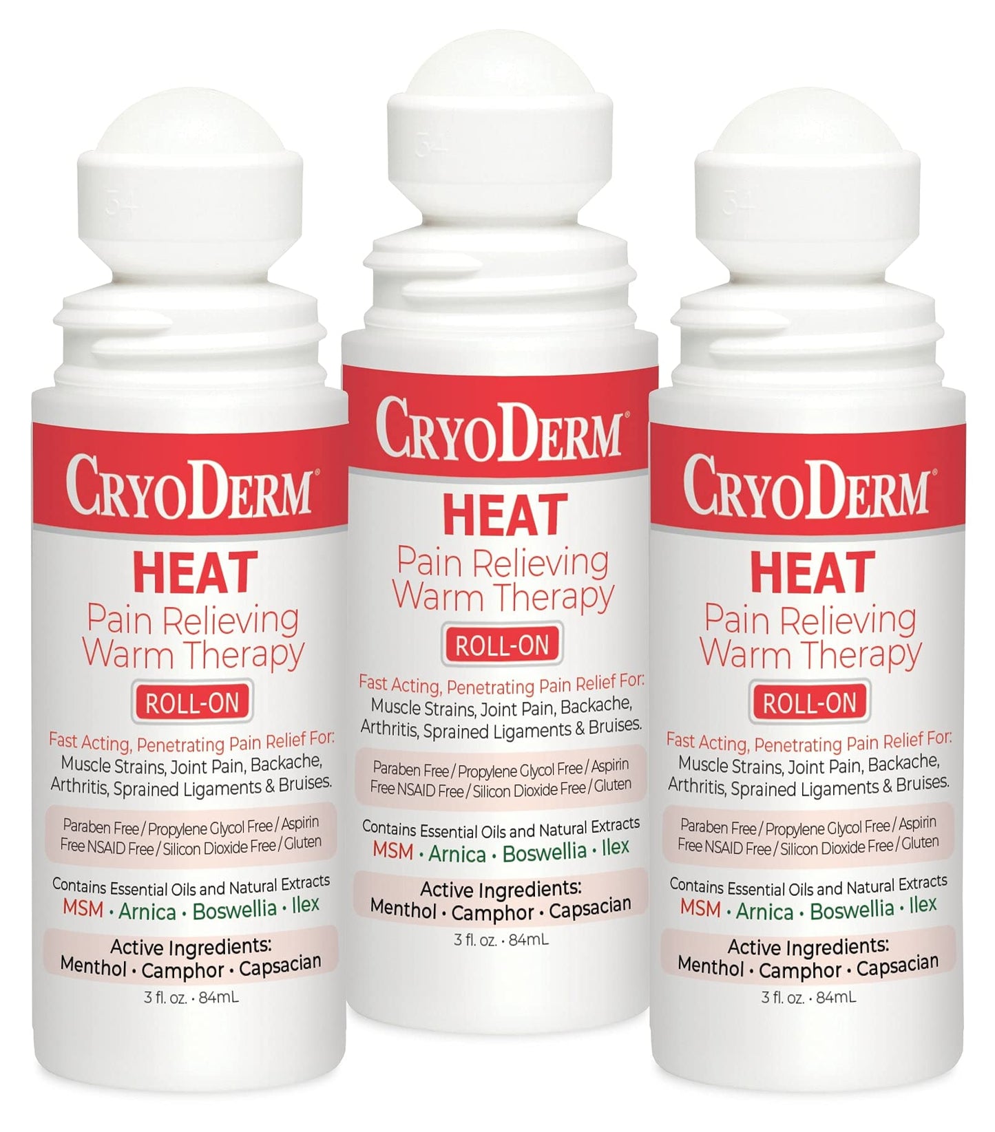 Pkg of 3 CryoDerm Heat Roll-On - dailyvitalstore