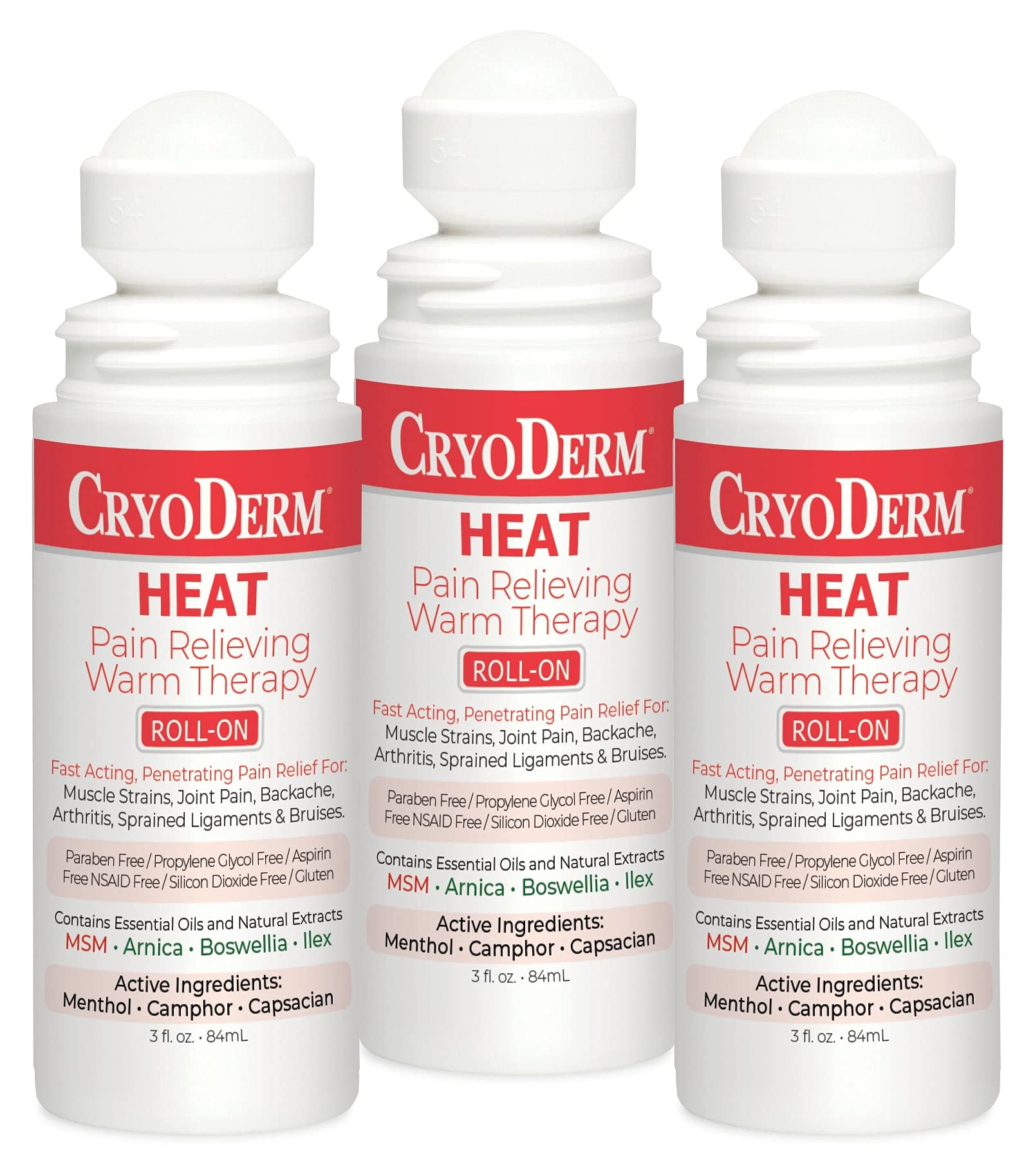 Pkg of 3 CryoDerm Heat Roll-On - dailyvitalstore