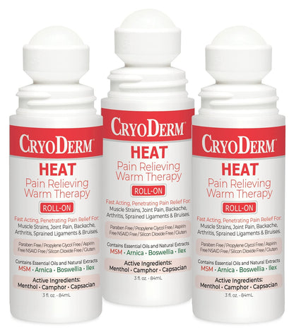 Pkg of 3 CryoDerm Heat Roll-On - dailyvitalstore