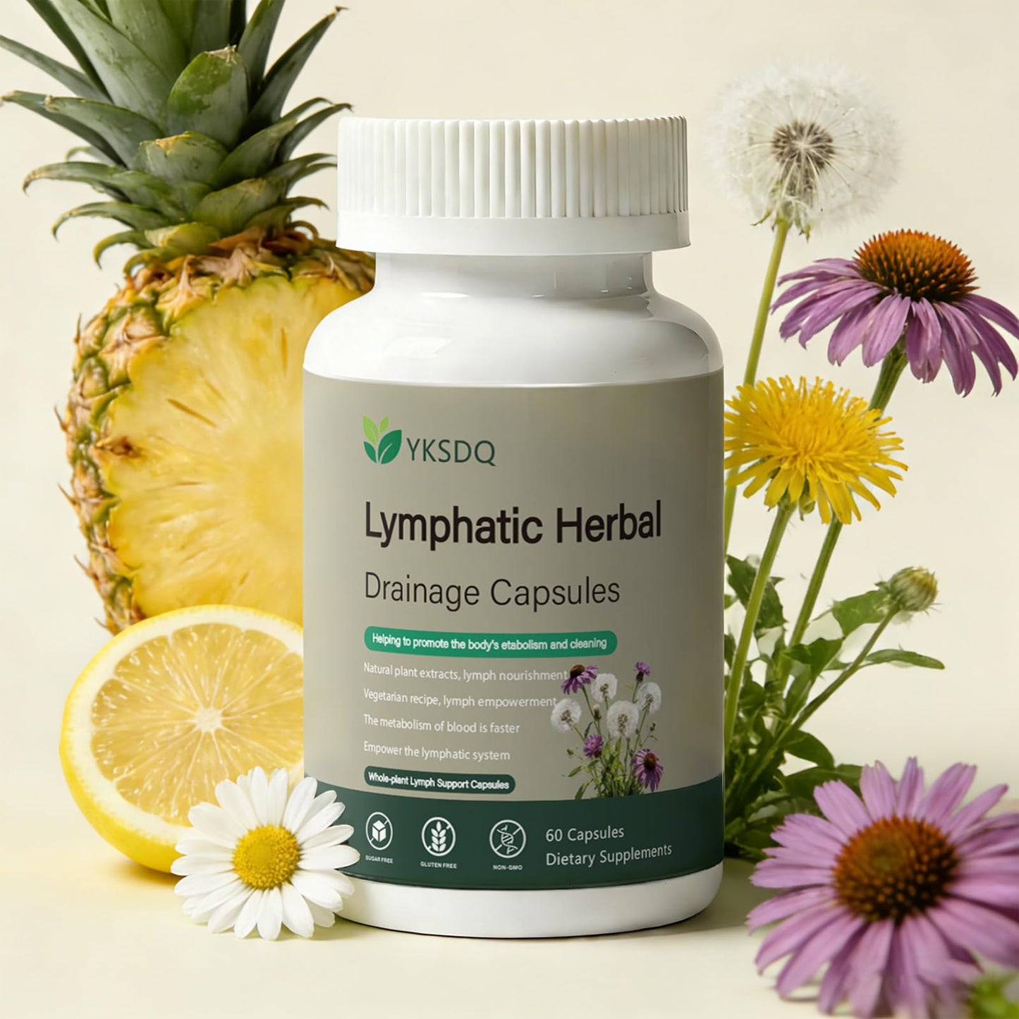 PKQLQ Lymph Drainage Capsules | Natural Detoxification Help Maintain the Healthy Fluid Balance of Both Women and Men, Promote Blood Virculation and Maintain Good Health. 60 Capsules (1) - dailyvitalstore