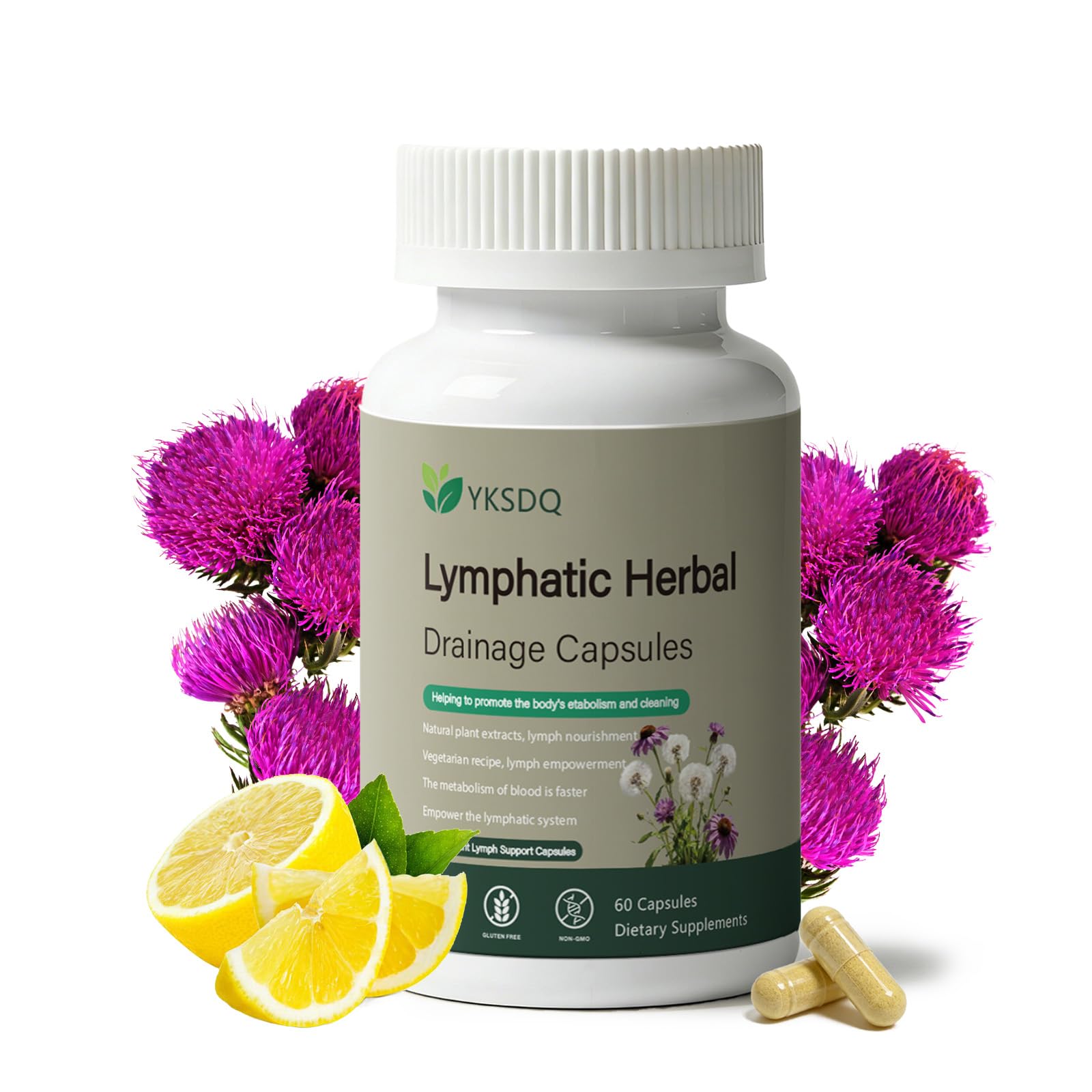 PKQLQ Lymph Drainage Capsules | Natural Detoxification Help Maintain the Healthy Fluid Balance of Both Women and Men, Promote Blood Virculation and Maintain Good Health. 60 Capsules (1) - dailyvitalstore