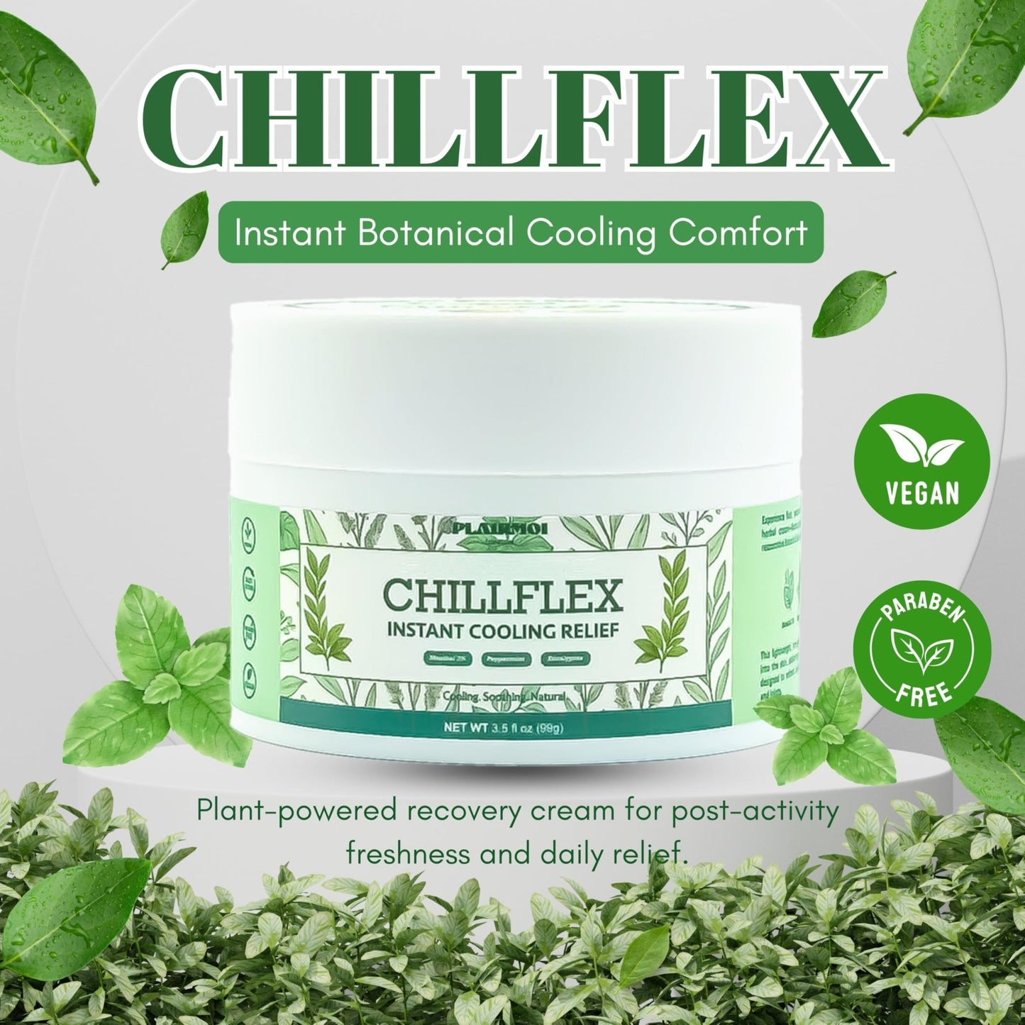 PLAIRMOI CHILLFLEX Pain Relief Gel for Muscle Aches, Joint Pain, Discomfort & Inflammation – Fast Acting, Cooling, Non-Greasy with 3% Menthol & Eucalyptus – 3.5 oz, 1-Pack - dailyvitalstore