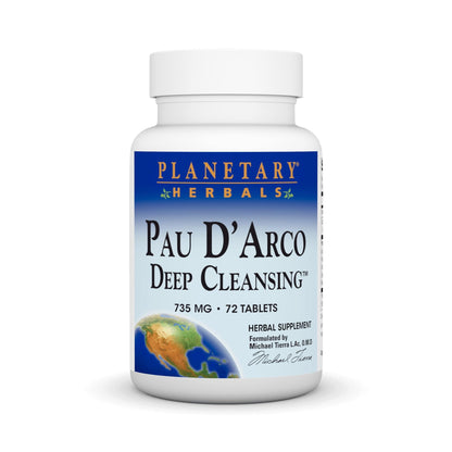 Planetary Herbals PAU D'Arco Deep Cleansing, Herbal Supplement, 735 mg - 72 Tablets - dailyvitalstore