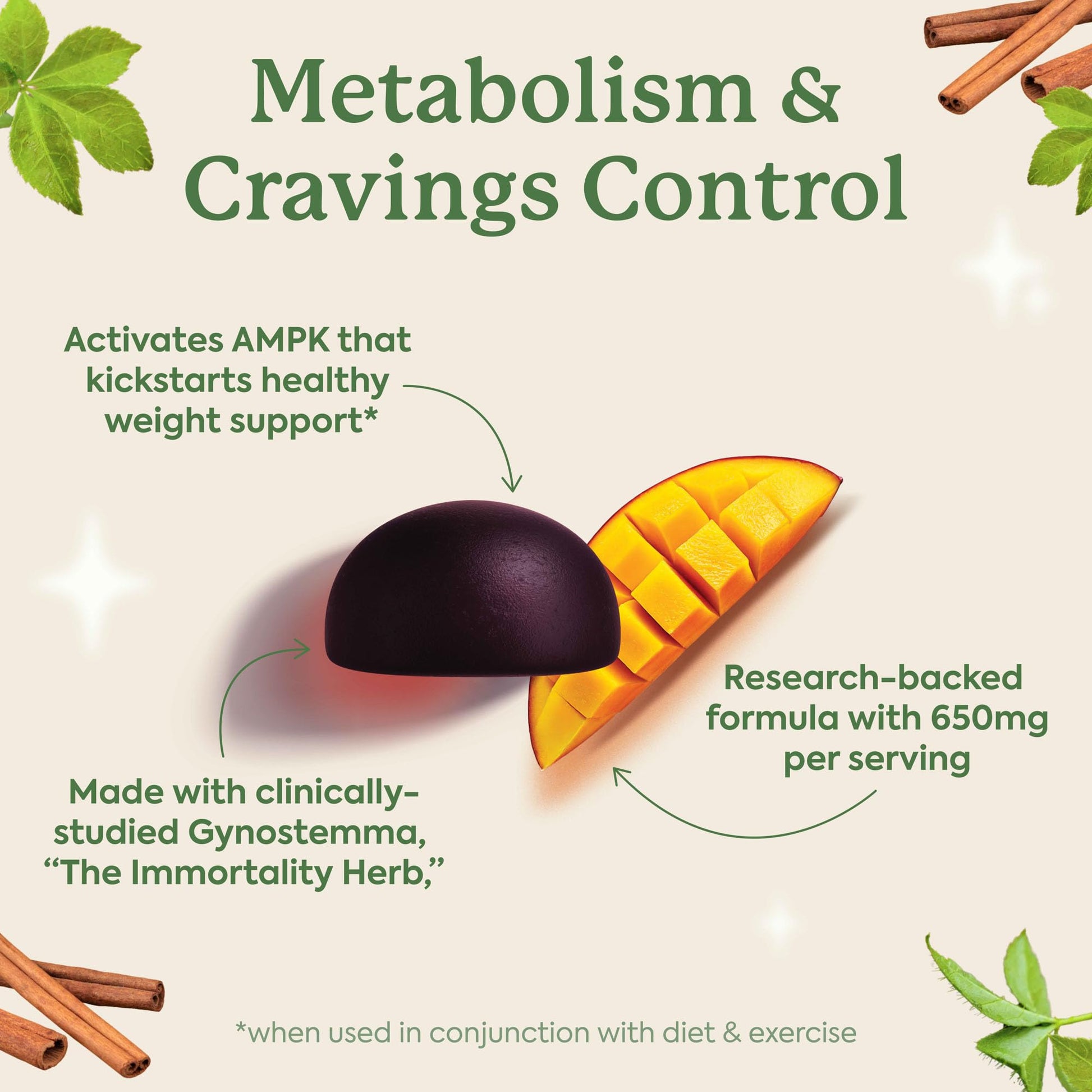 Plant People WonderBurn Metabolism & Cravings Control Gummies, Zero Sugar, Ripe Mango Flavor (60 Count) - dailyvitalstore